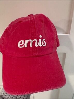 Emis Red Embroidered Baseball Cap